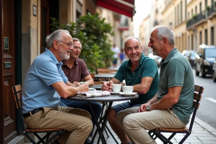 Des habitants du 9ème arrondissement de Marseille discutant en terrasse de café en 2026